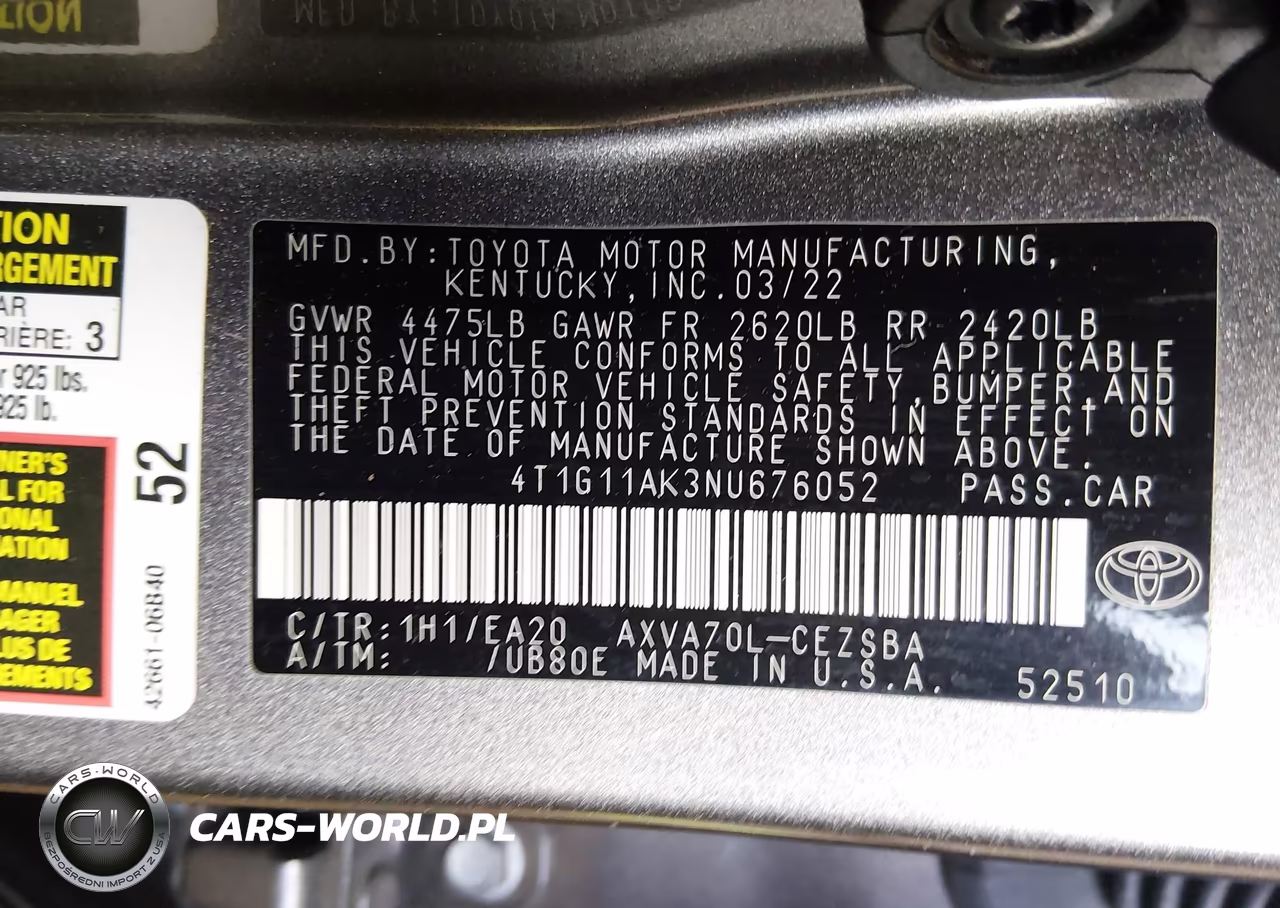 2022 Toyota Camry Se VIN:4T1G11AK3NU676052 - 9
