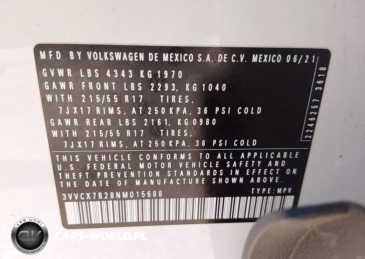 2022 Volkswagen Taos 1.5T S VIN:3VVCX7B28NM015688 - 9