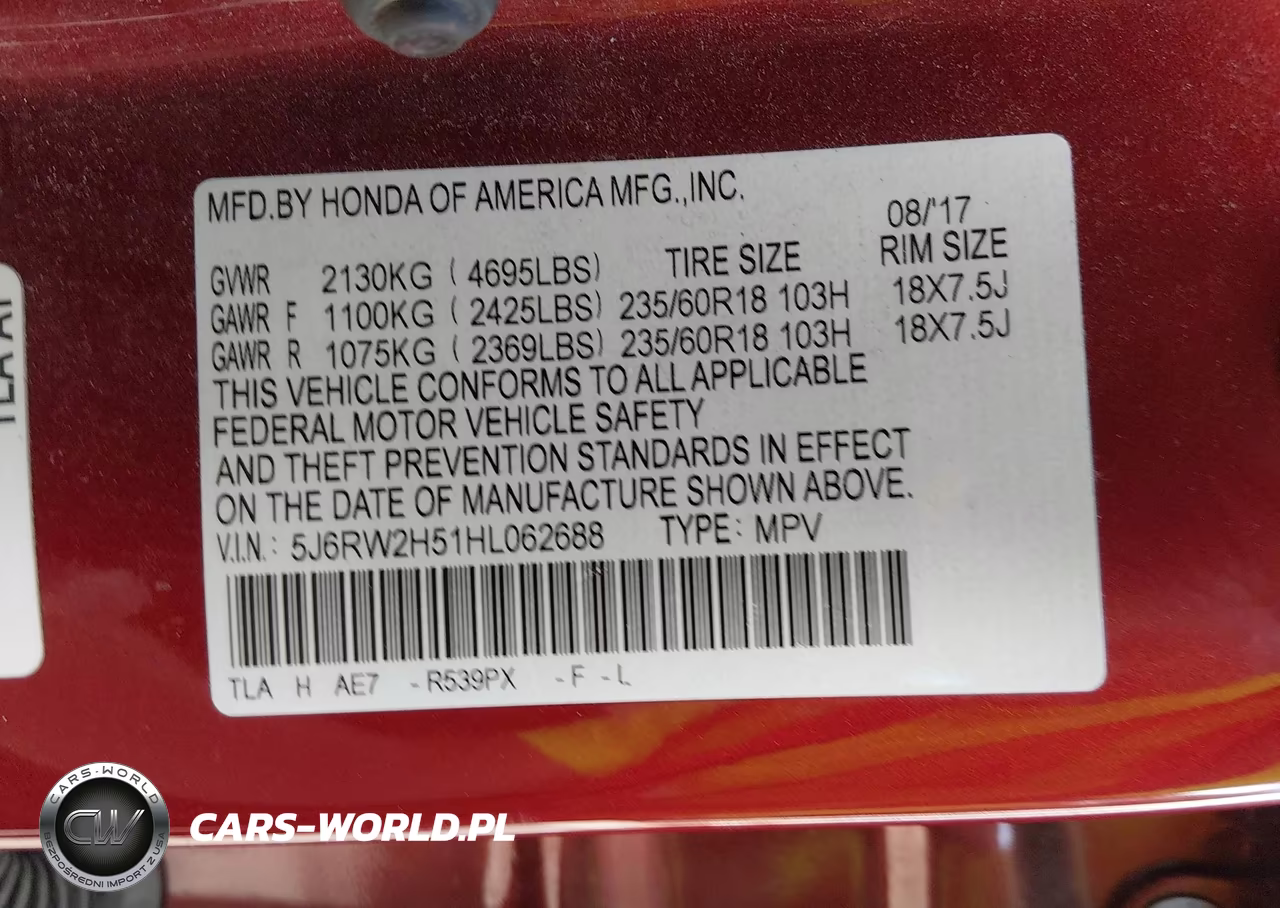2017 Honda Cr-V Ex VIN:5J6RW2H51HL062688 - 9