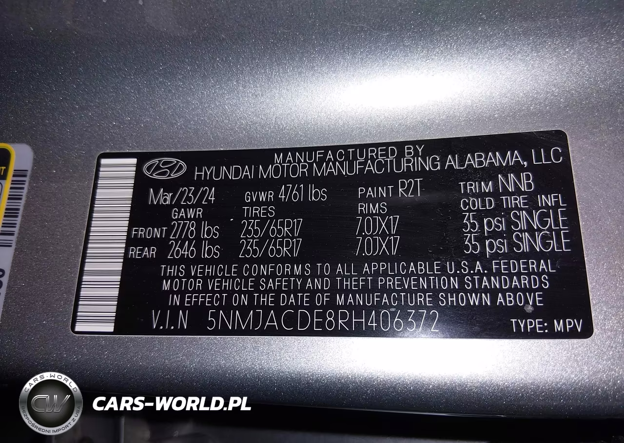 2024 Hyundai Tucson Se VIN:5NMJACDE8RH406372 - 9
