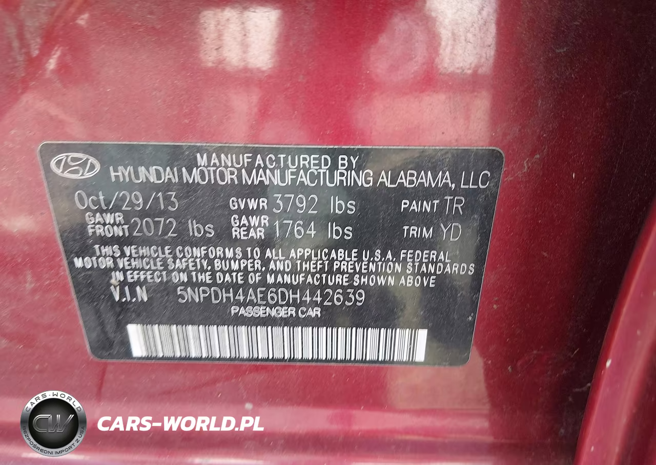 2013 Hyundai Elantra Gls VIN:5NPDH4AE6DH442639 - 9