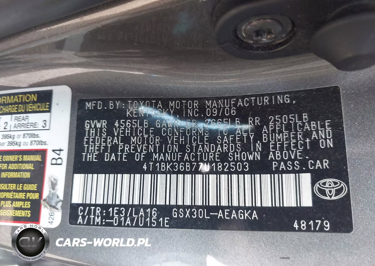 2007 Toyota Avalon Xls VIN:4T1BK36B77U182503 - 9