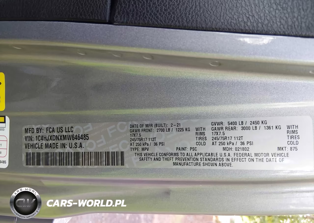 2021 Jeep Wrangler Unlimited Sport S 4X4 VIN:1C4HJXDNXMW646485 - 9