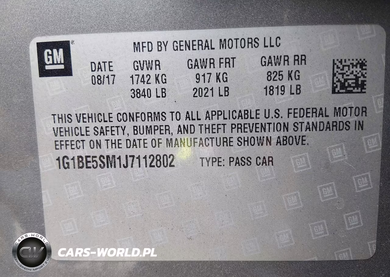 2018 Chevrolet Cruze Lt Auto VIN:1G1BE5SM1J7112802 - 9