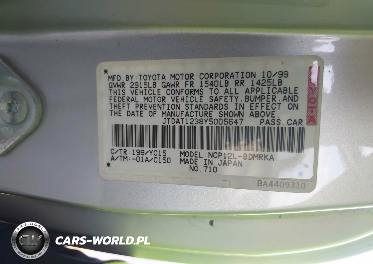 2000 Toyota Echo VIN:JTDAT1238Y5005647 - 9