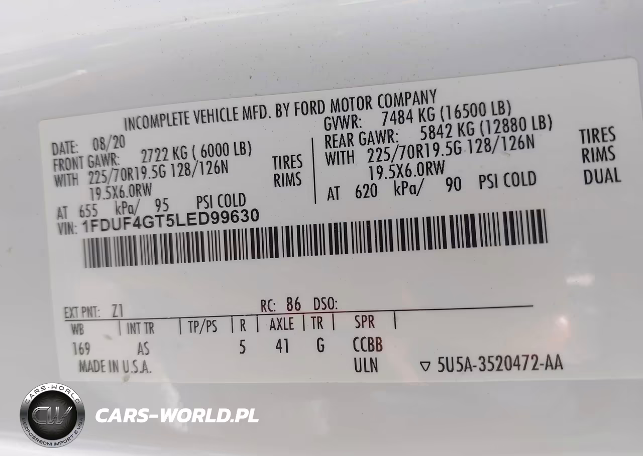 2020 Ford F-450 Chassis Xl VIN:1FDUF4GT5LED99630 - 8