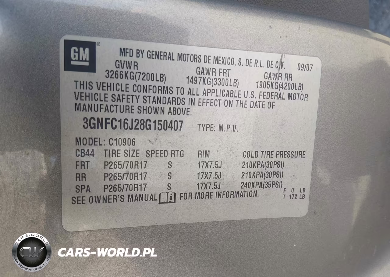 2008 Chevrolet Suburban 1500 Commercial Fleet VIN:3GNFC16J28G150407 - 9