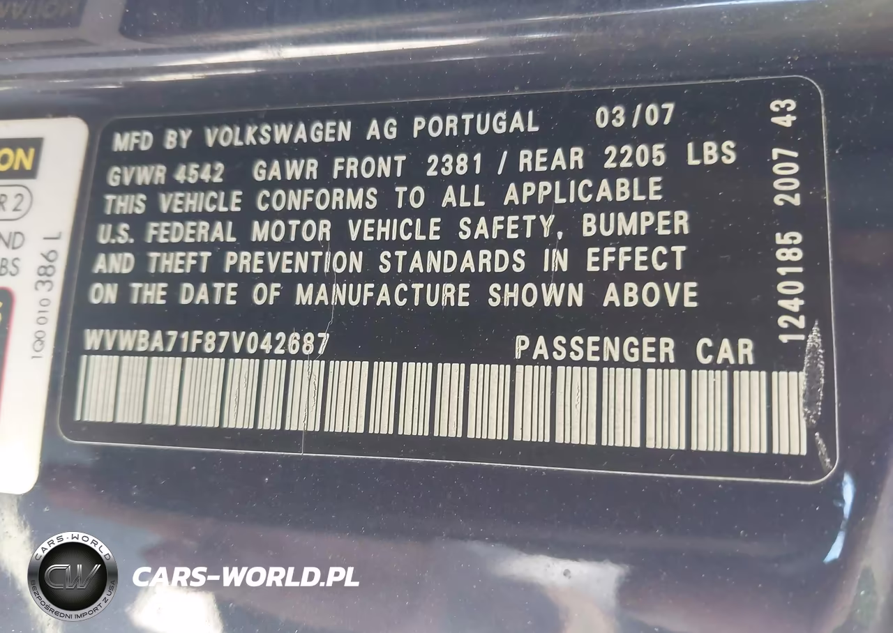 2007 Volkswagen Eos 2.0T VIN:WVWBA71F87V042687 - 9