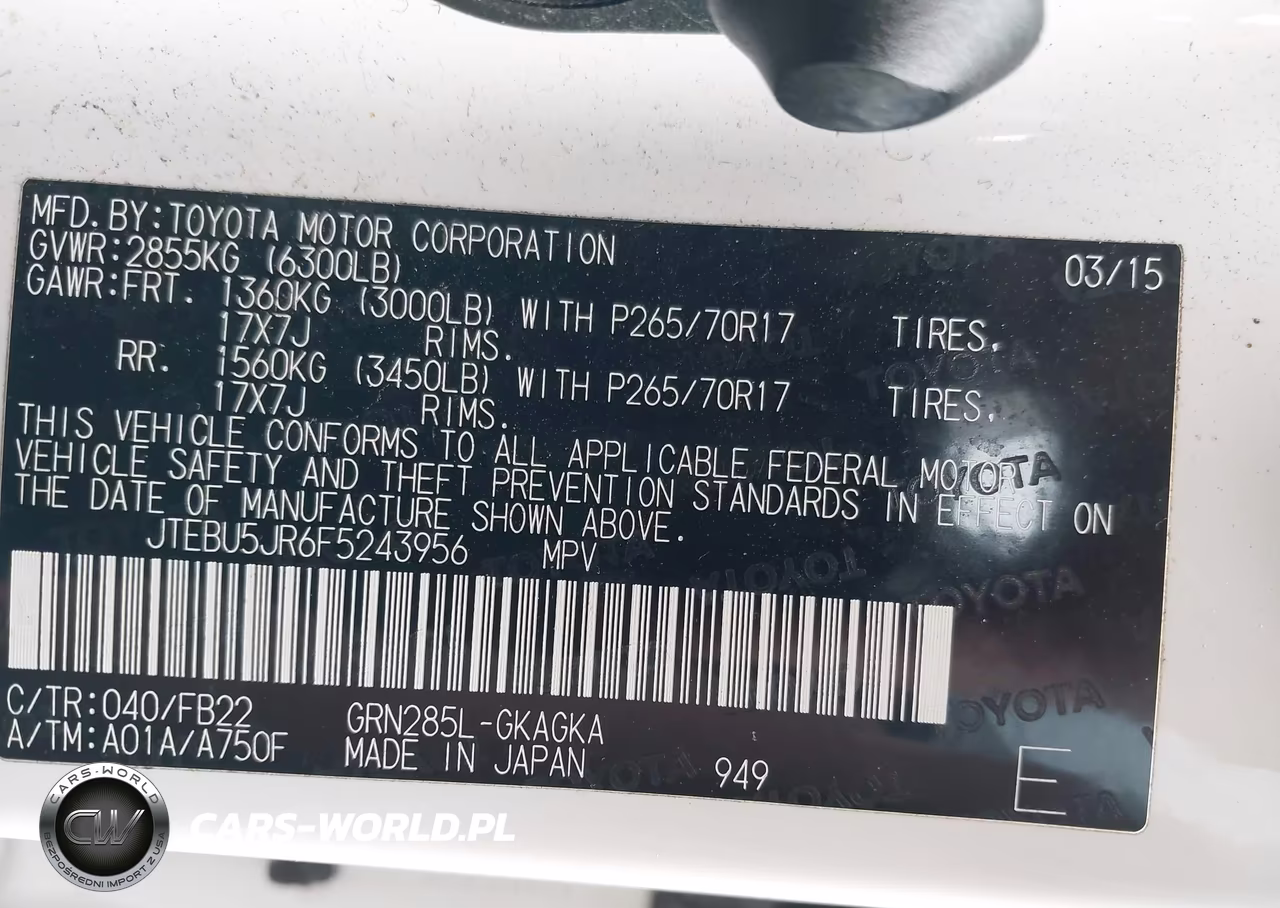 2015 Toyota 4Runner Sr5 VIN:JTEBU5JR6F5243956 - 7