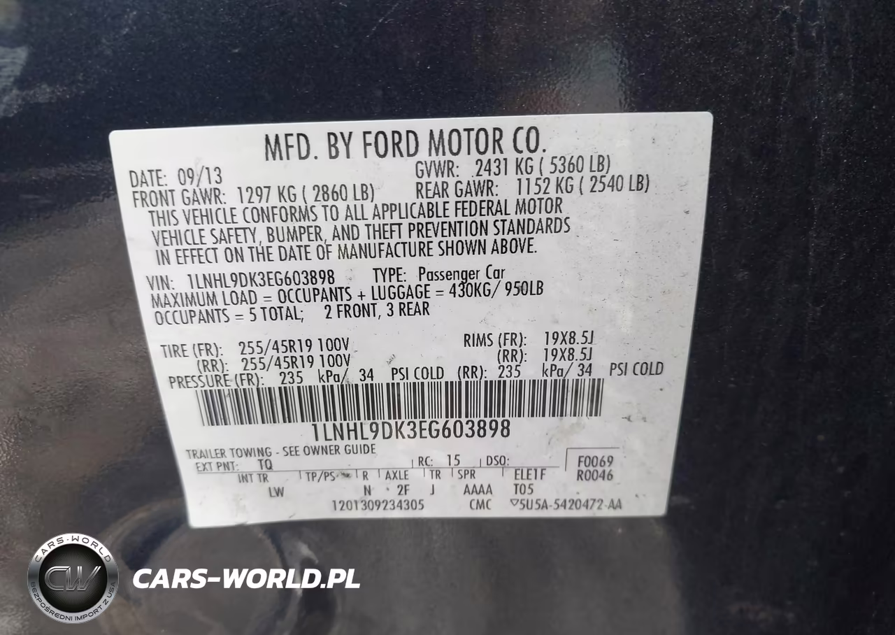 2014 Lincoln Mks VIN:1LNHL9DK3EG603898 - 9
