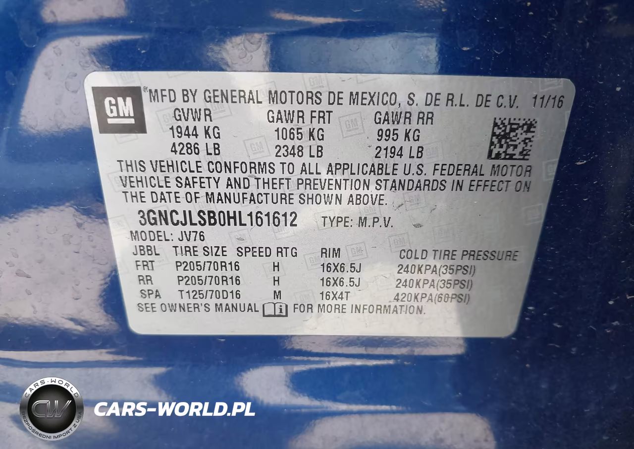 2017 Chevrolet Trax Lt VIN:3GNCJLSB0HL161612 - 9