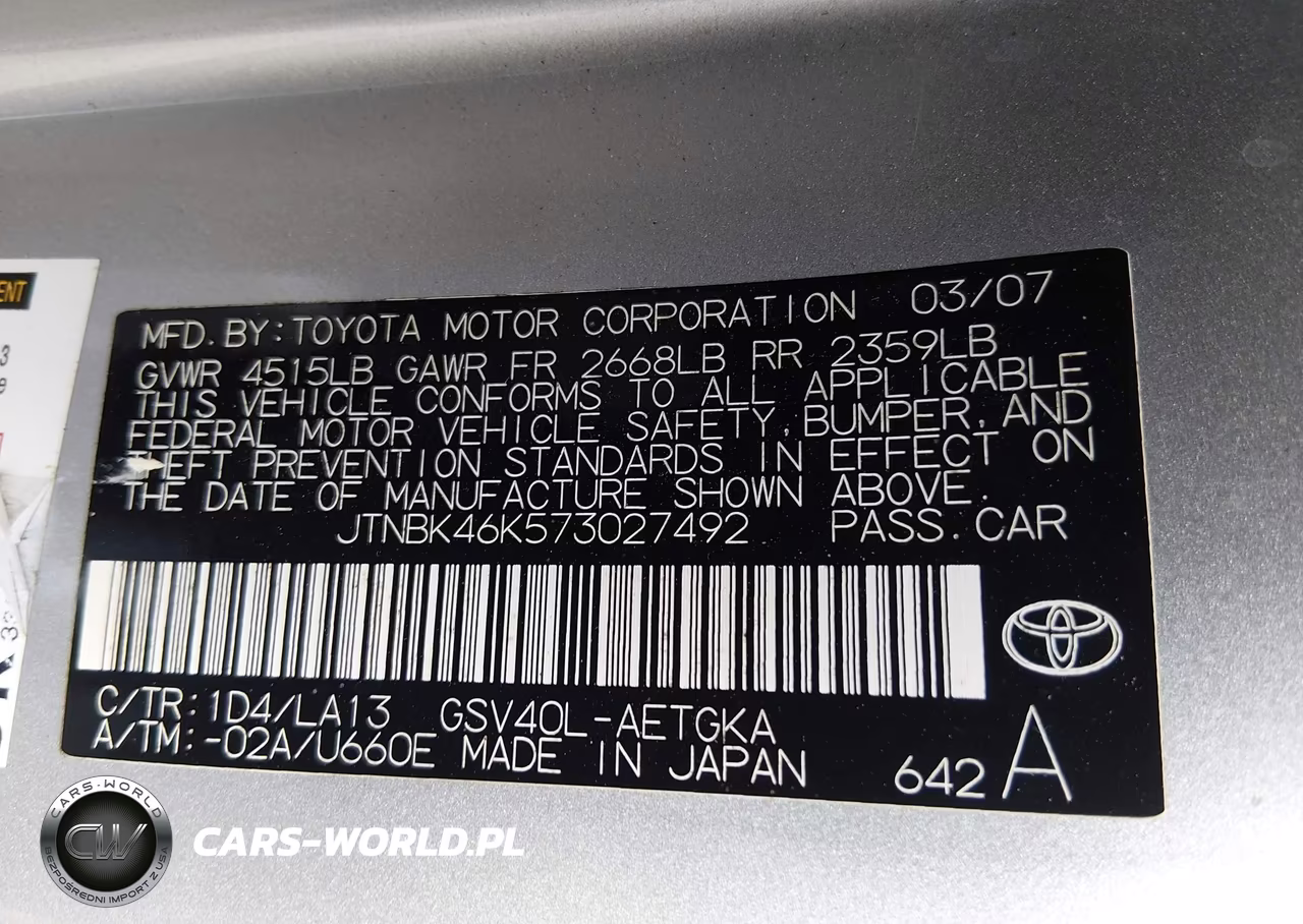 2007 Toyota Camry Xle V6 VIN:JTNBK46K573027492 - 9