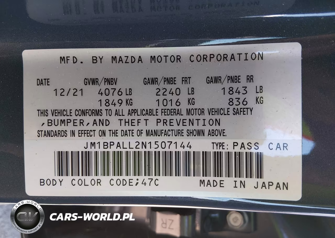 2022 Mazda Mazda3 Carbon Edition VIN:JM1BPALL2N1507144 - 9
