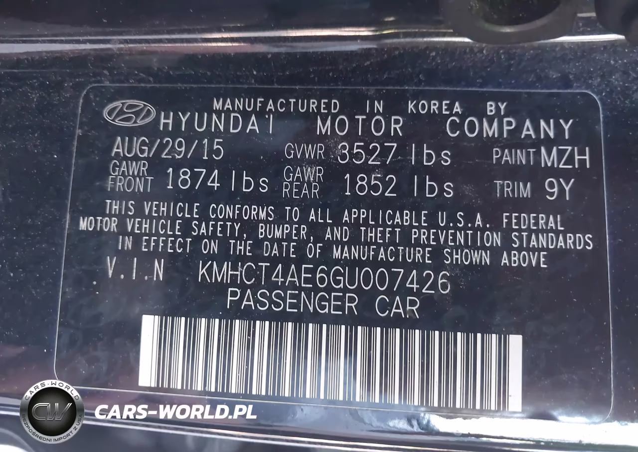 2016 Hyundai Accent Se VIN:KMHCT4AE6GU007426 - 9