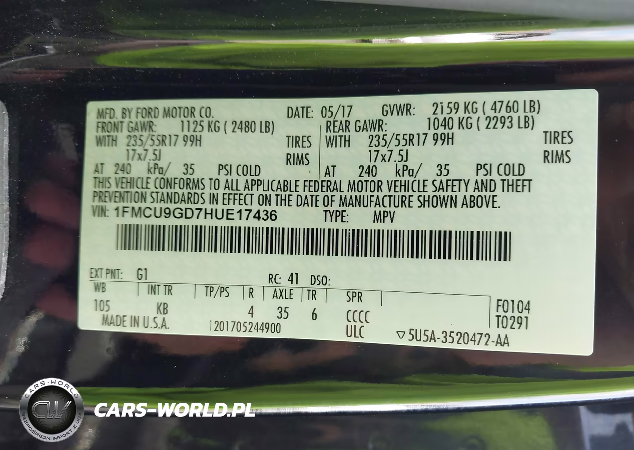2017 Ford Escape Se VIN:1FMCU9GD7HUE17436 - 9