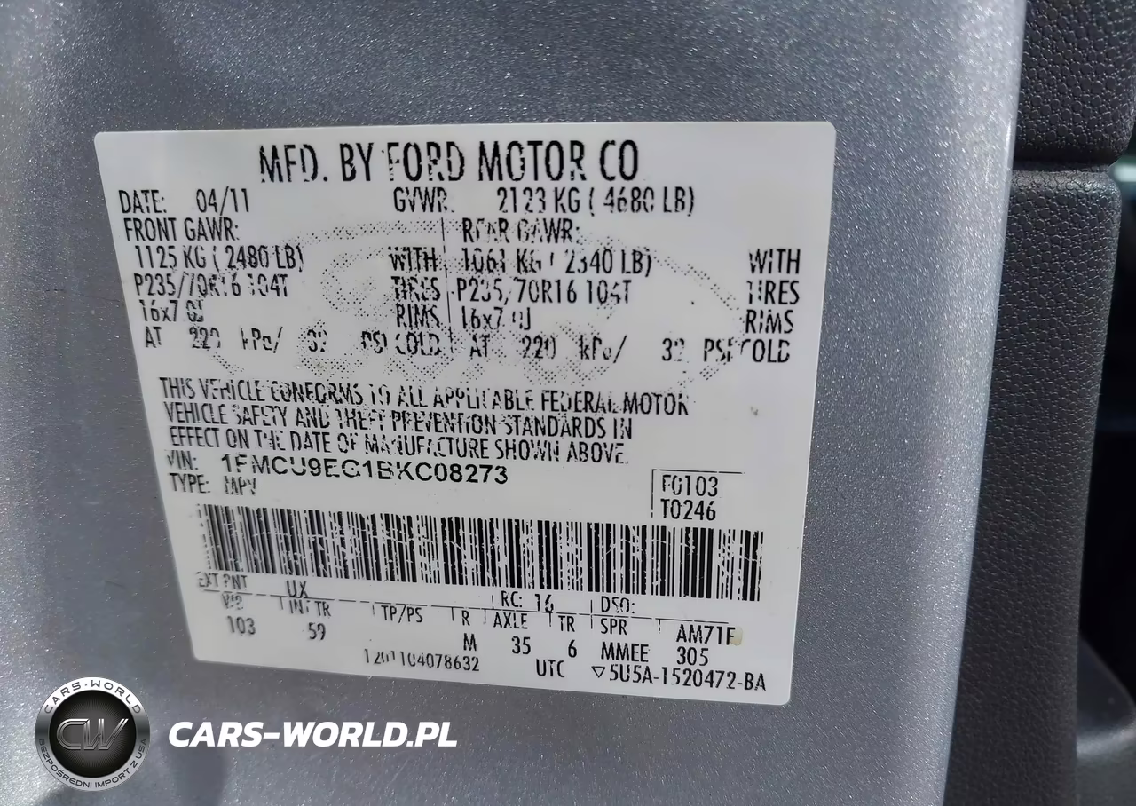 2011 Ford Escape Limited VIN:1FMCU9EG1BKC08273 - 9