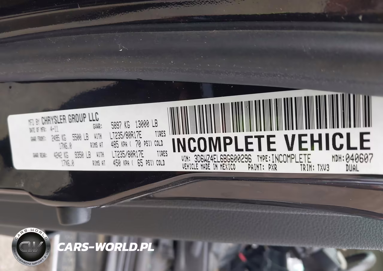 2011 Ram Ram 3500 Hd Chassis St-Slt VIN:3D6WZ4EL6BG600296 - 9