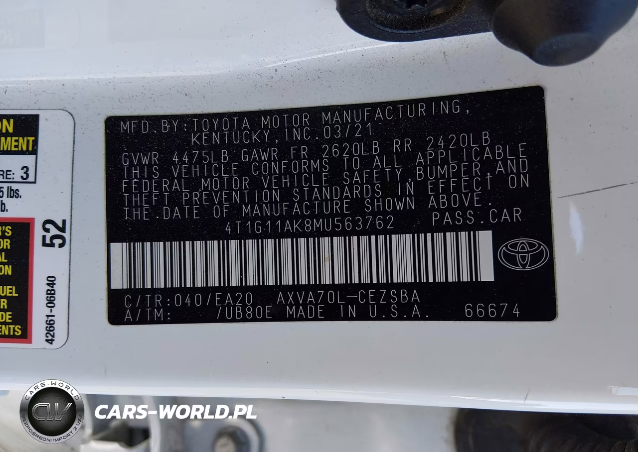 2021 Toyota Camry Se VIN:4T1G11AK8MU563762 - 9