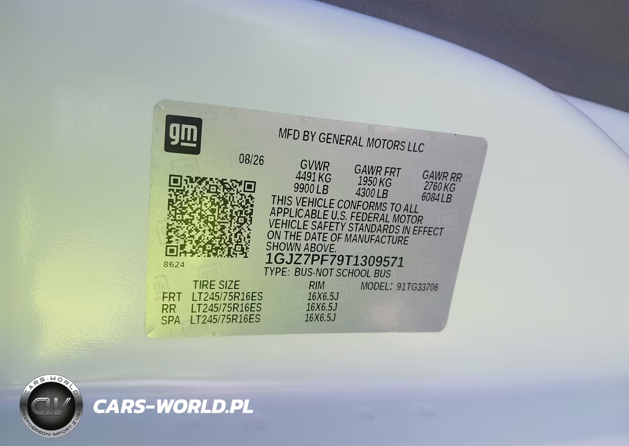 2026 GMC Savana Passenger 3500 Extended Wheelbase, Lt, Rwd VIN:1GJZ7PF79T1309571 - 9