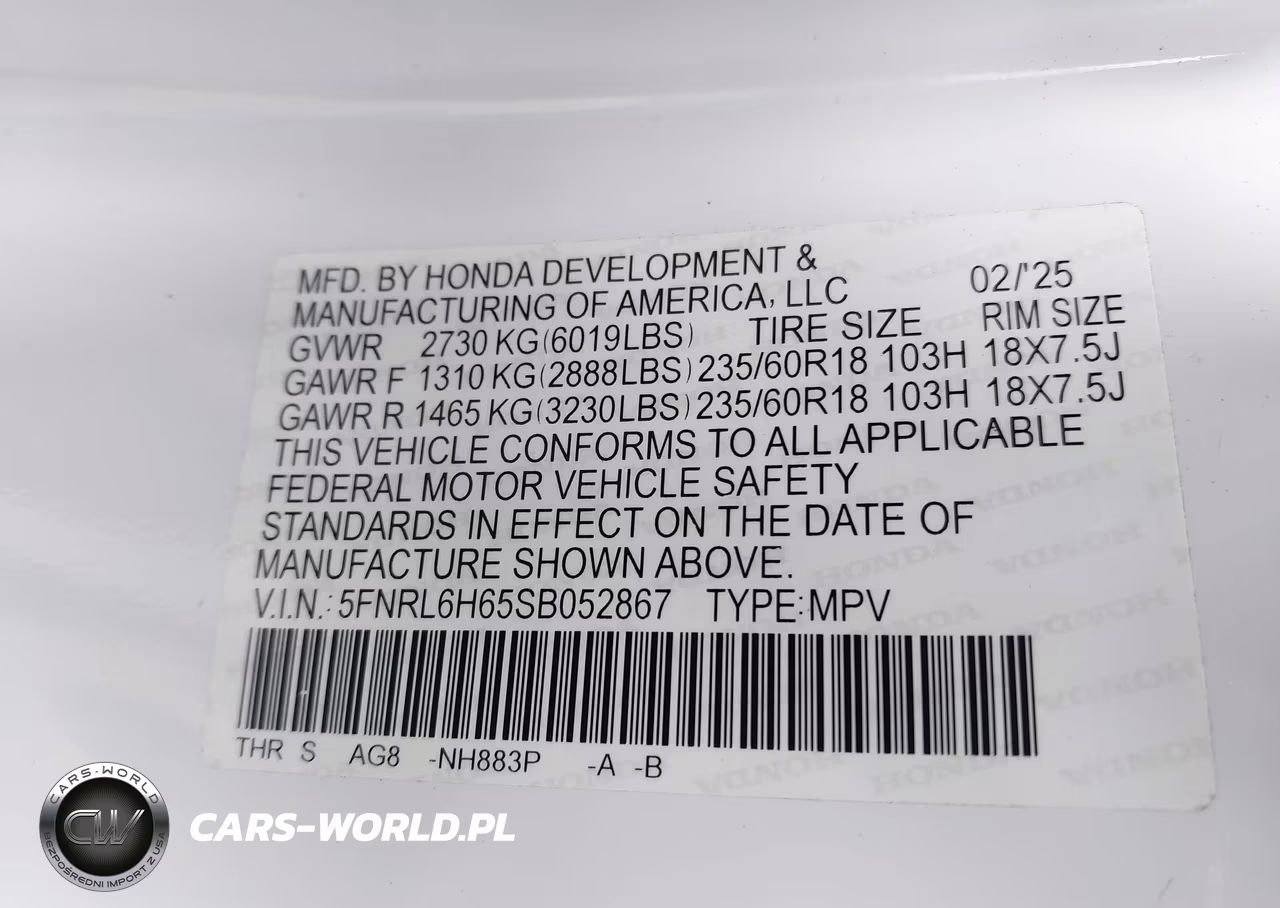 2025 Honda Odyssey Ex-L VIN:5FNRL6H65SB052867 - 9