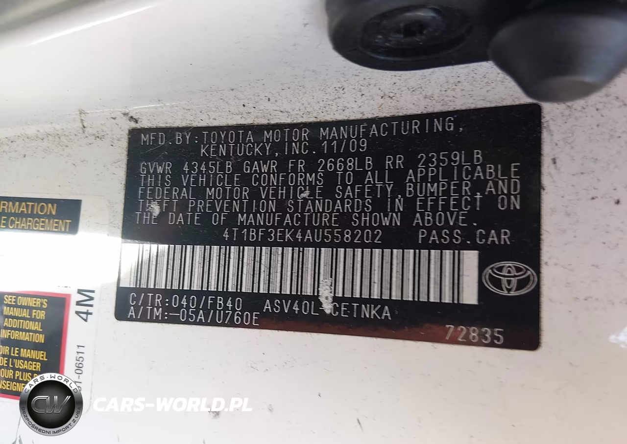 2010 Toyota Camry Le VIN:4T1BF3EK4AU558202 - 9
