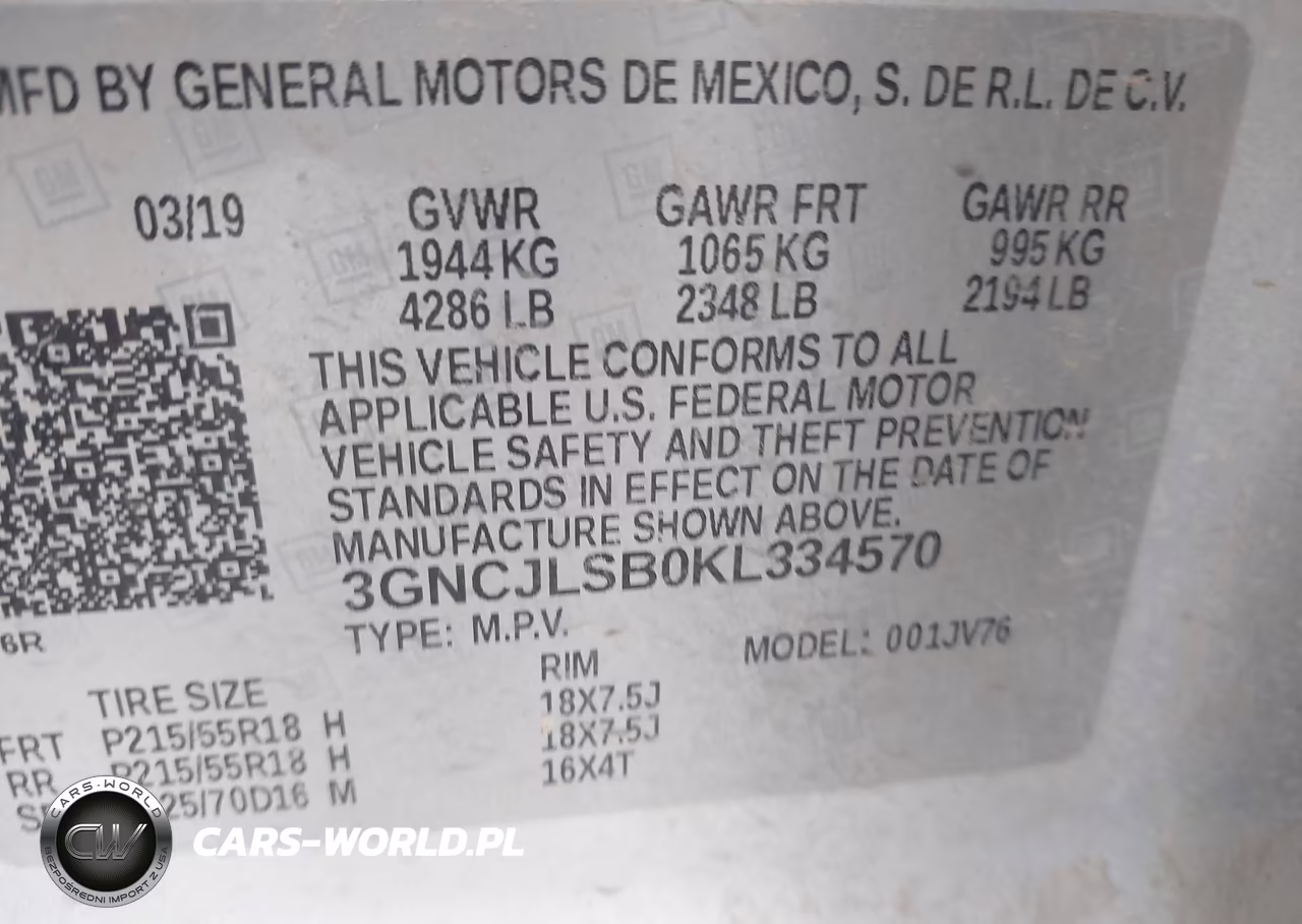 2019 Chevrolet Trax Lt VIN:3GNCJLSB0KL334570 - 9