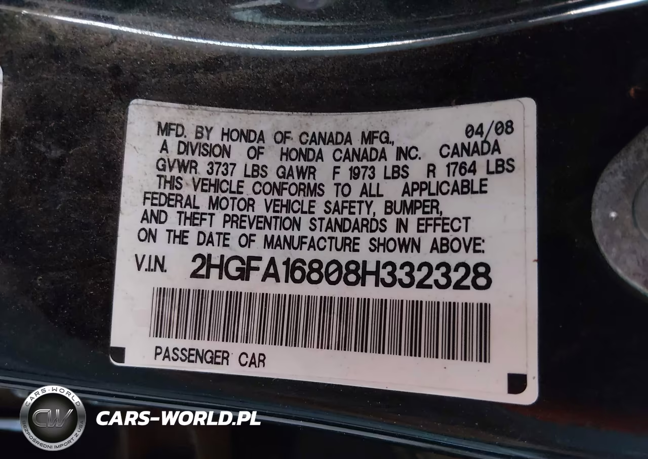 2008 Honda Civic Ex VIN:2HGFA16808H332328 - 9