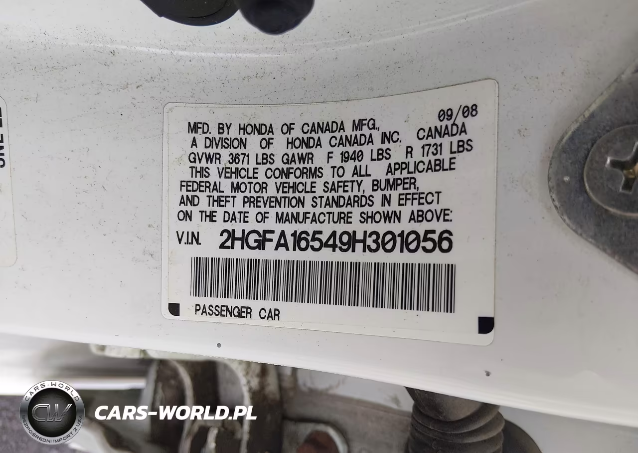 2009 Honda Civic Lx VIN:2HGFA16549H301056 - 9
