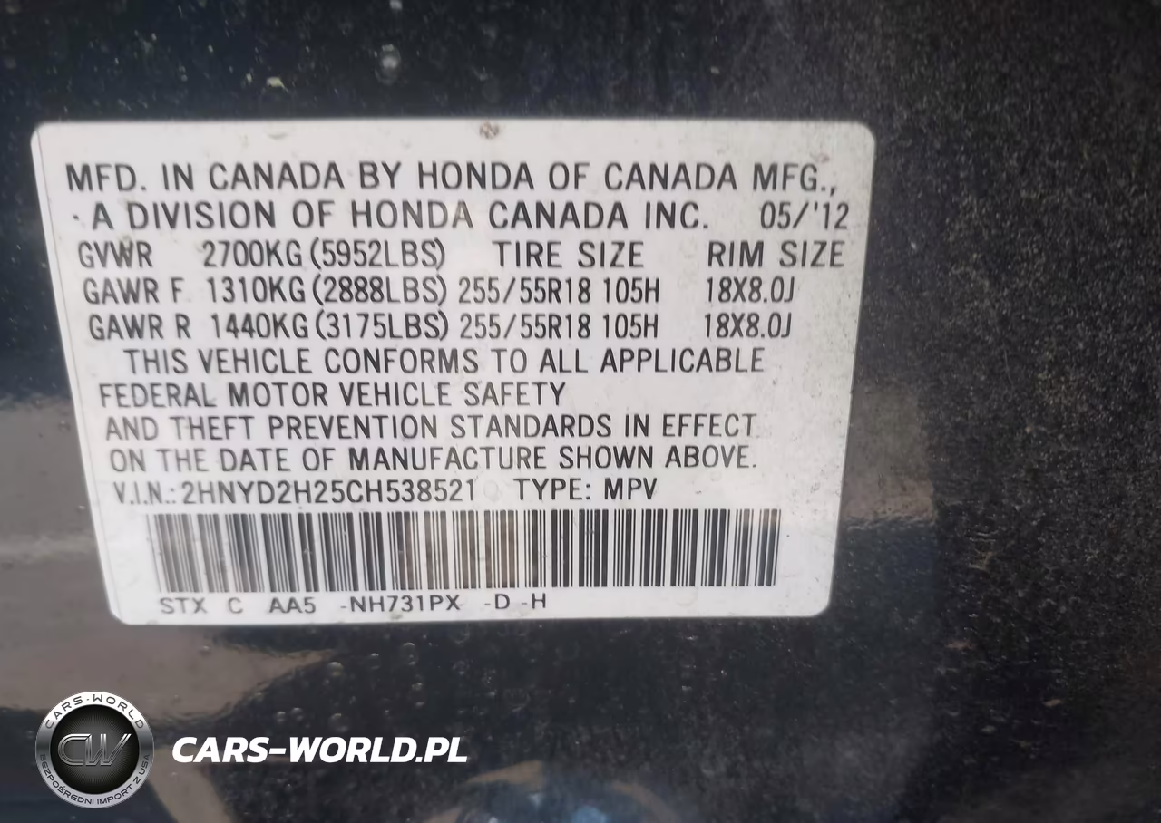 2012 Acura Mdx VIN:2HNYD2H25CH538521 - 9