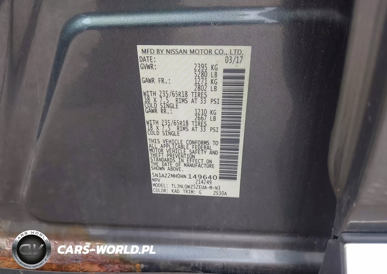2017 Nissan Murano Sv VIN:5N1AZ2MH0HN149640 - 9