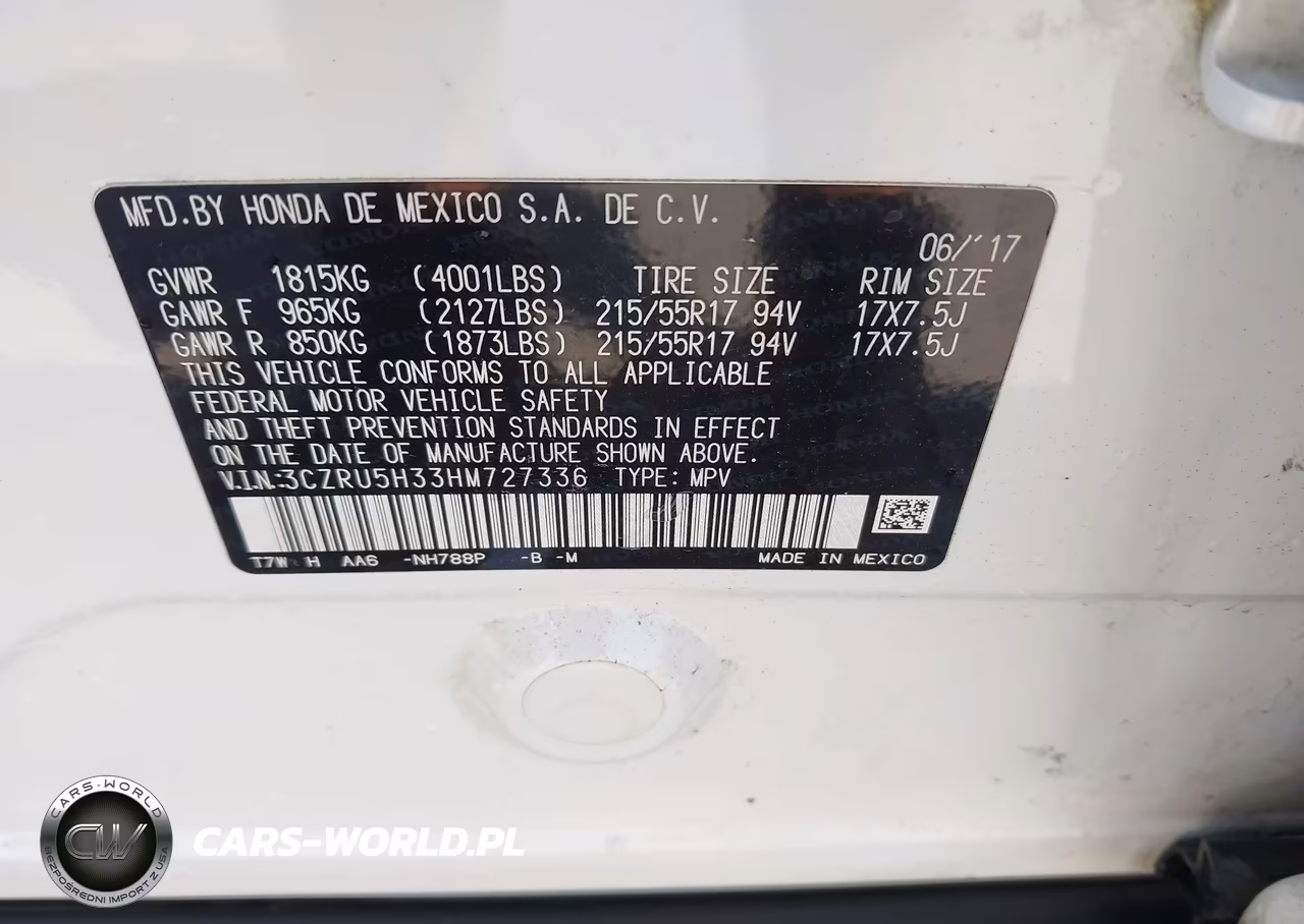 2017 Honda Hr-V Lx VIN:3CZRU5H33HM727336 - 9