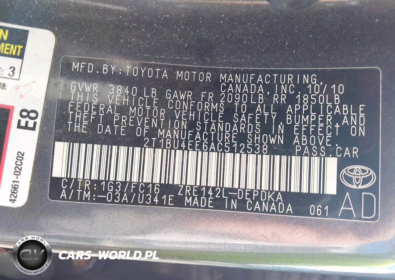 2010 Toyota Corolla Le VIN:2T1BU4EE6AC512538 - 9