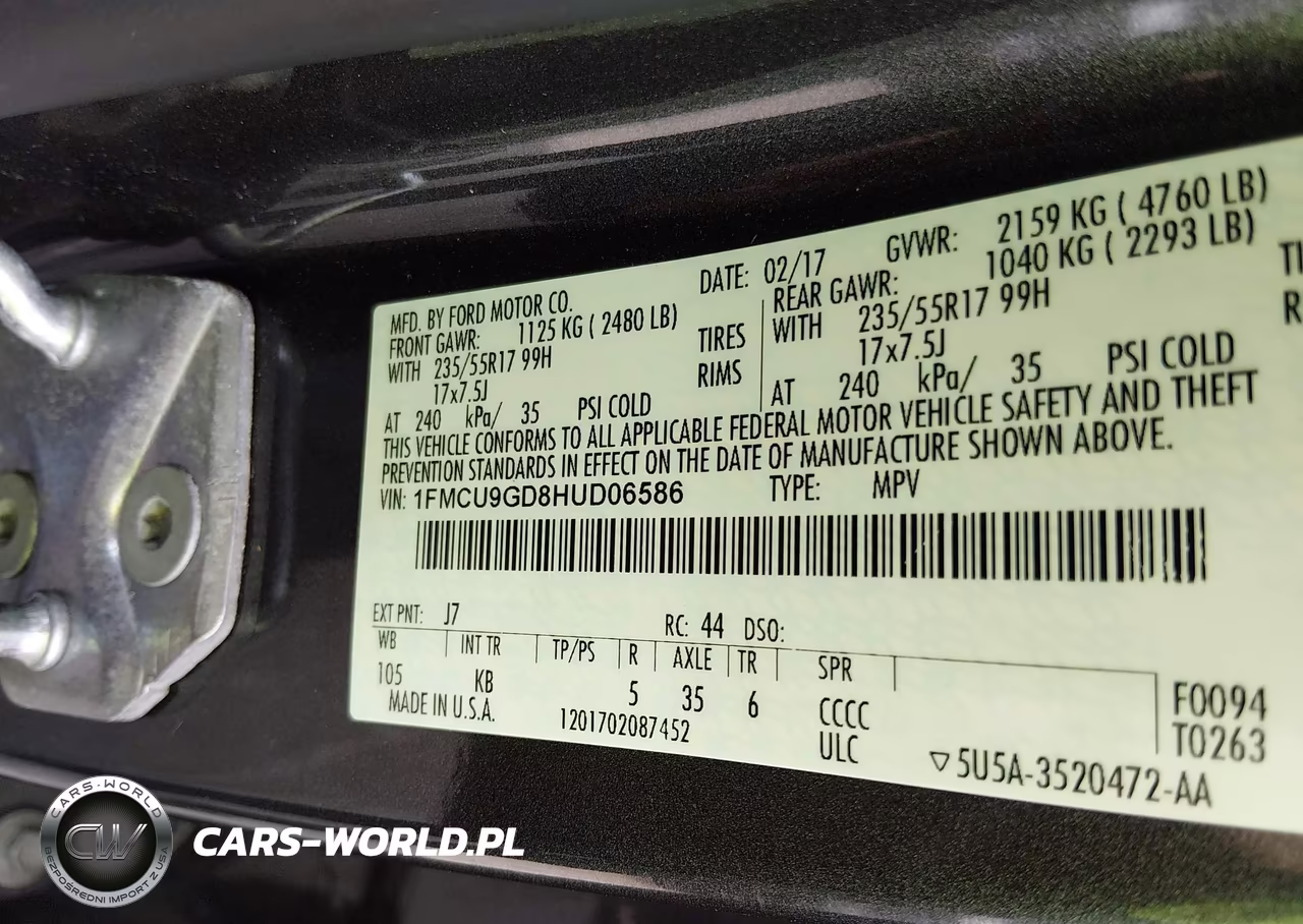 2017 Ford Escape Se VIN:1FMCU9GD8HUD06586 - 9