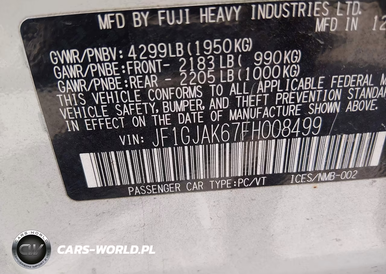 2015 Subaru Impreza 2.0I Premium VIN:JF1GJAK67FH008499 - 9