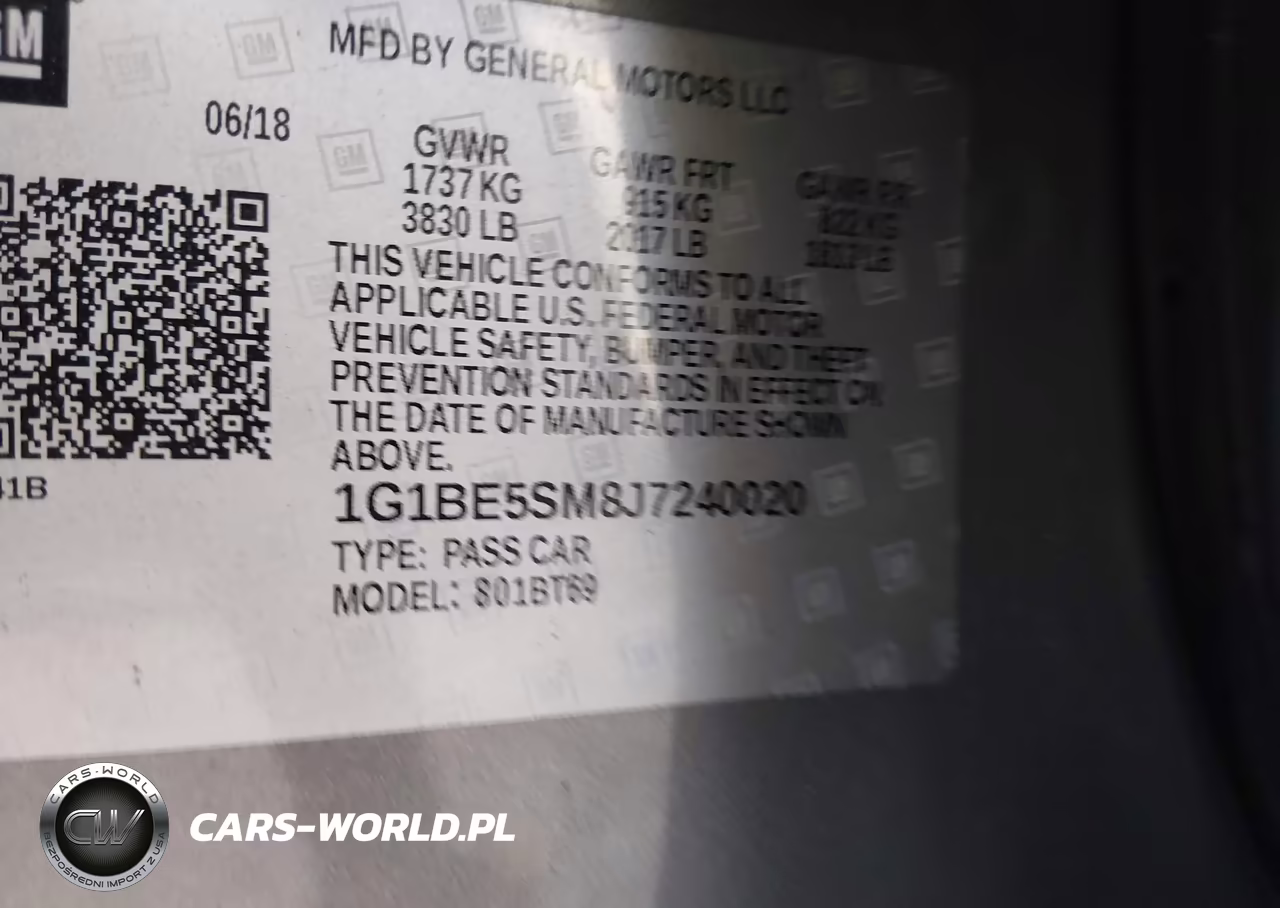 2018 Chevrolet Cruze Lt Auto VIN:1G1BE5SM8J7240020 - 9