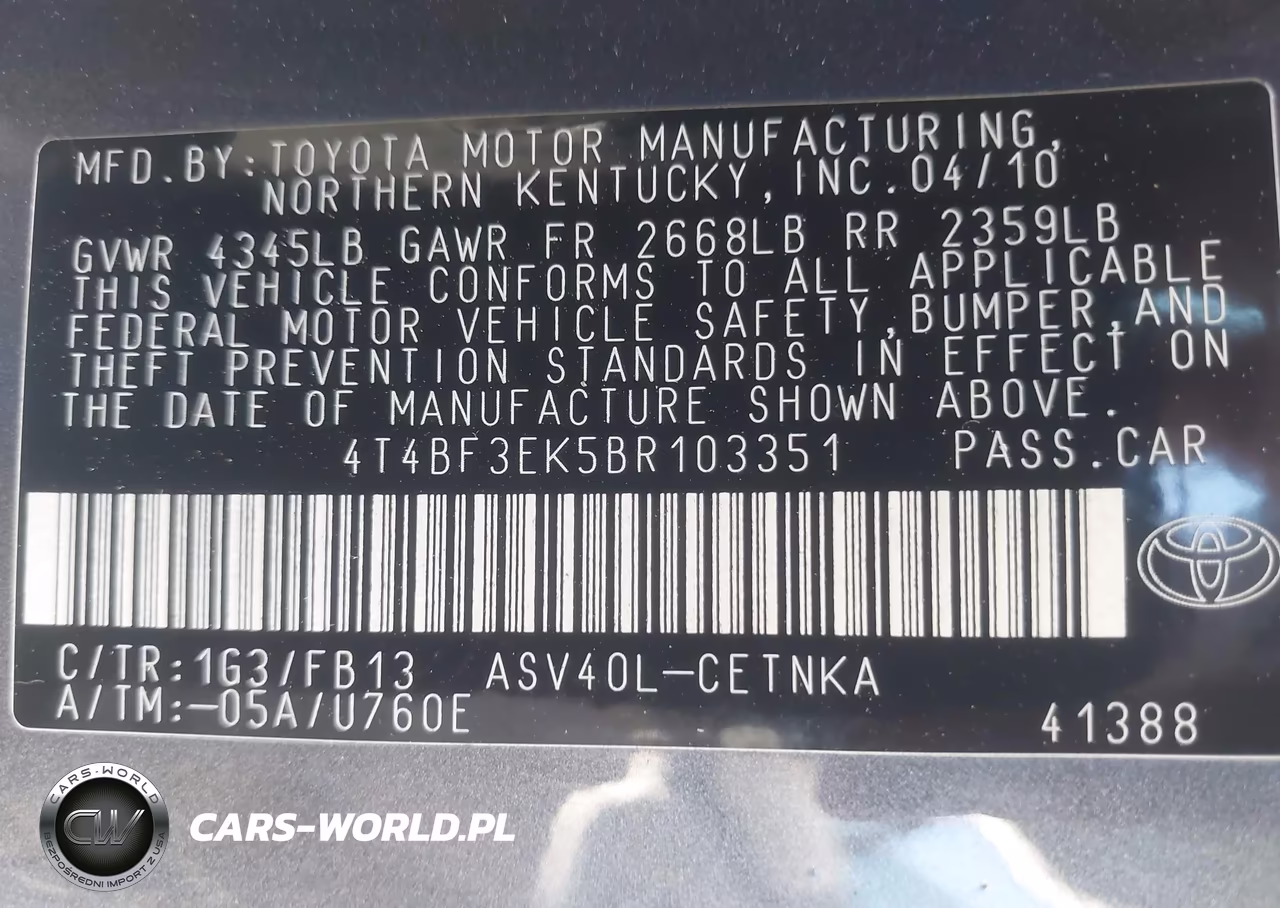 2011 Toyota Camry Le VIN:4T4BF3EK5BR103351 - 9
