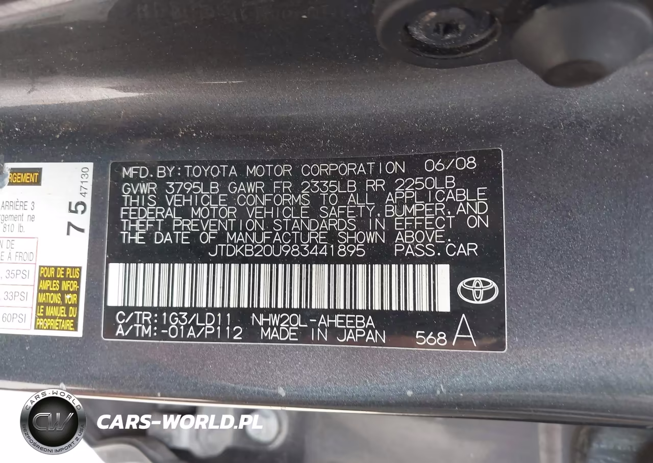 2008 Toyota Prius VIN:JTDKB20U983441895 - 9