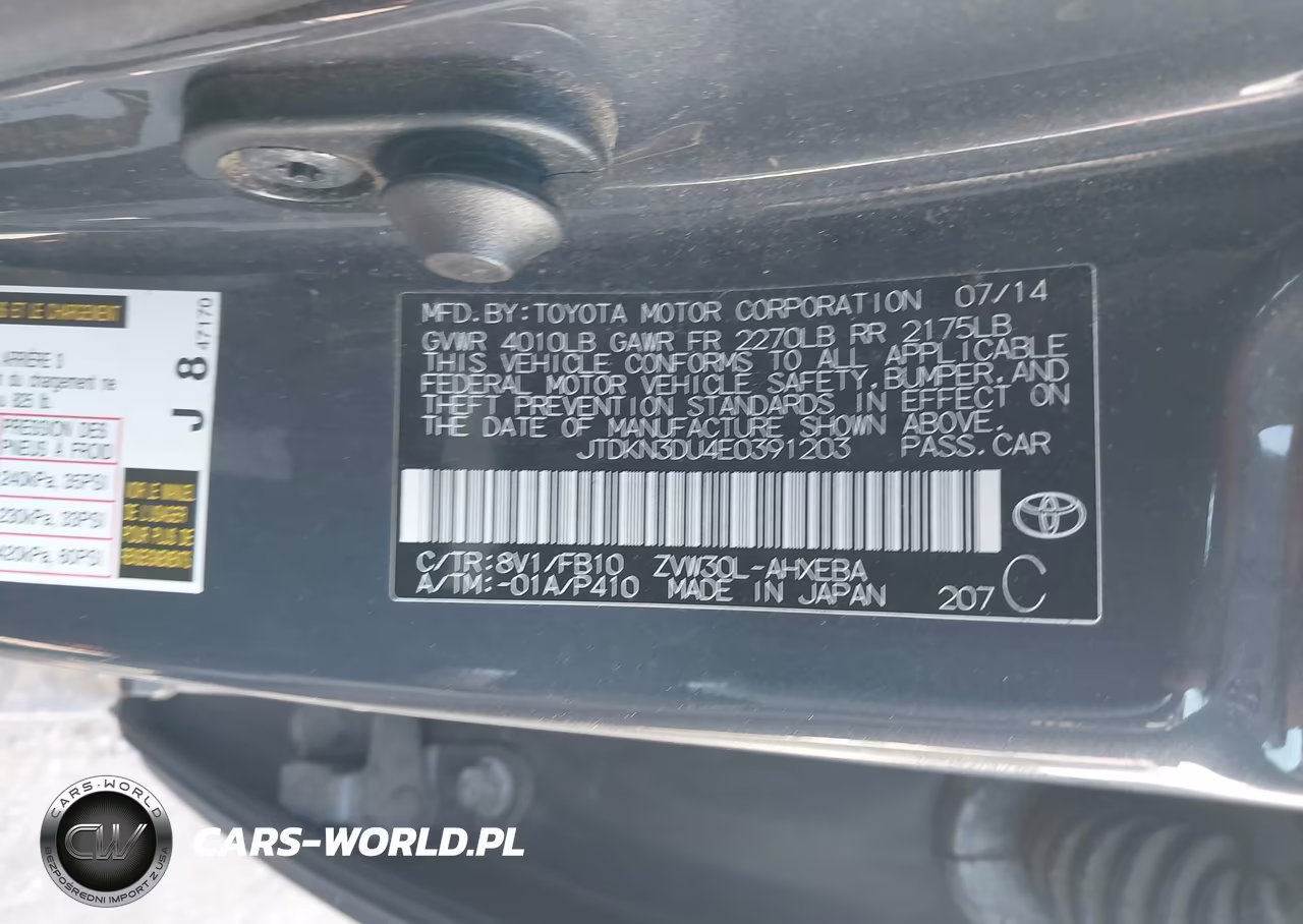 2014 Toyota Prius Two VIN:JTDKN3DU4E0391203 - 9