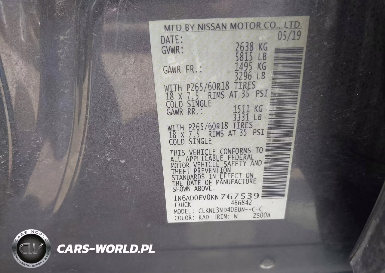 2019 Nissan Frontier Sl VIN:1N6AD0EV0KN767539 - 9