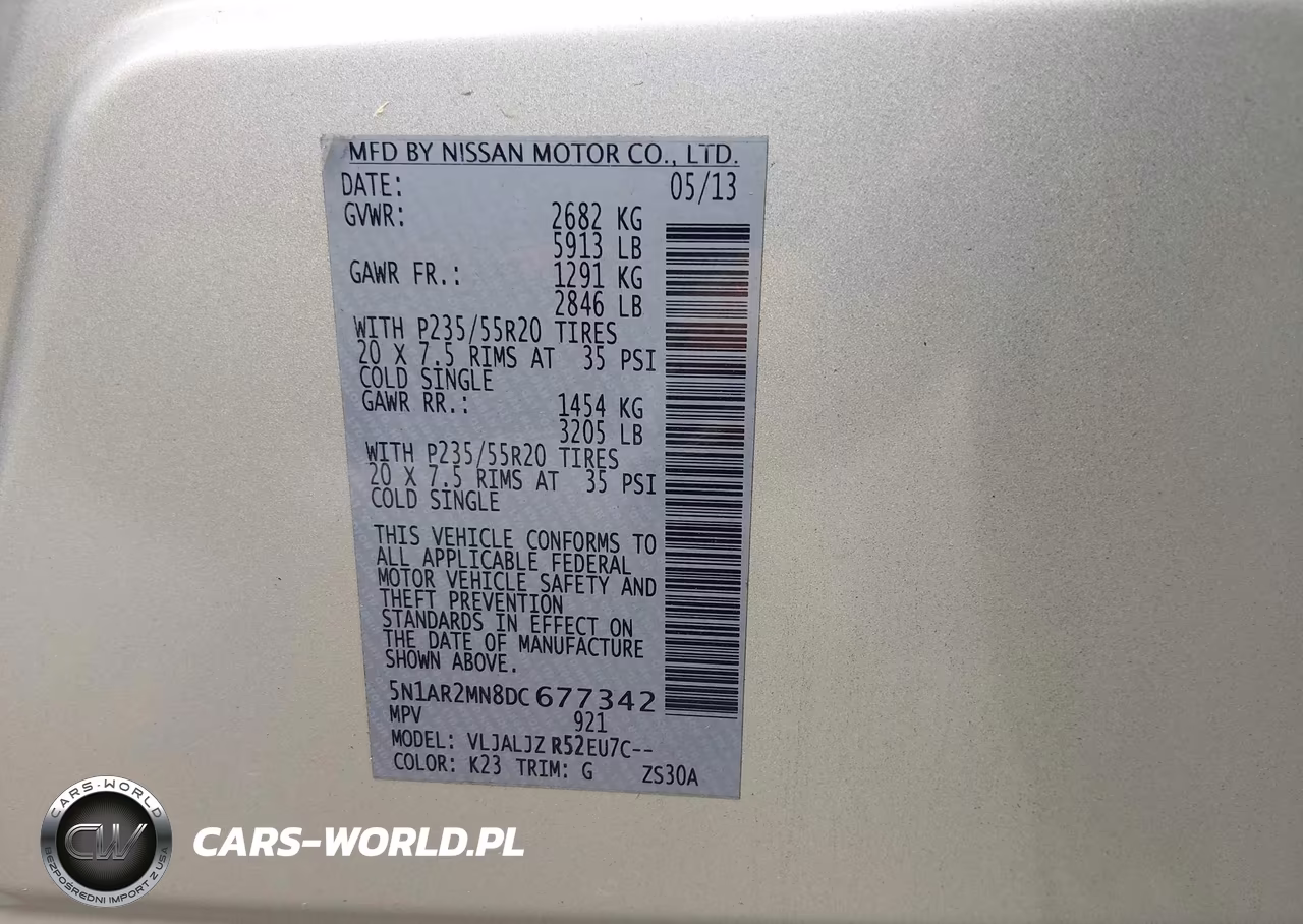2013 Nissan Pathfinder Platinum VIN:5N1AR2MN8DC677342 - 9