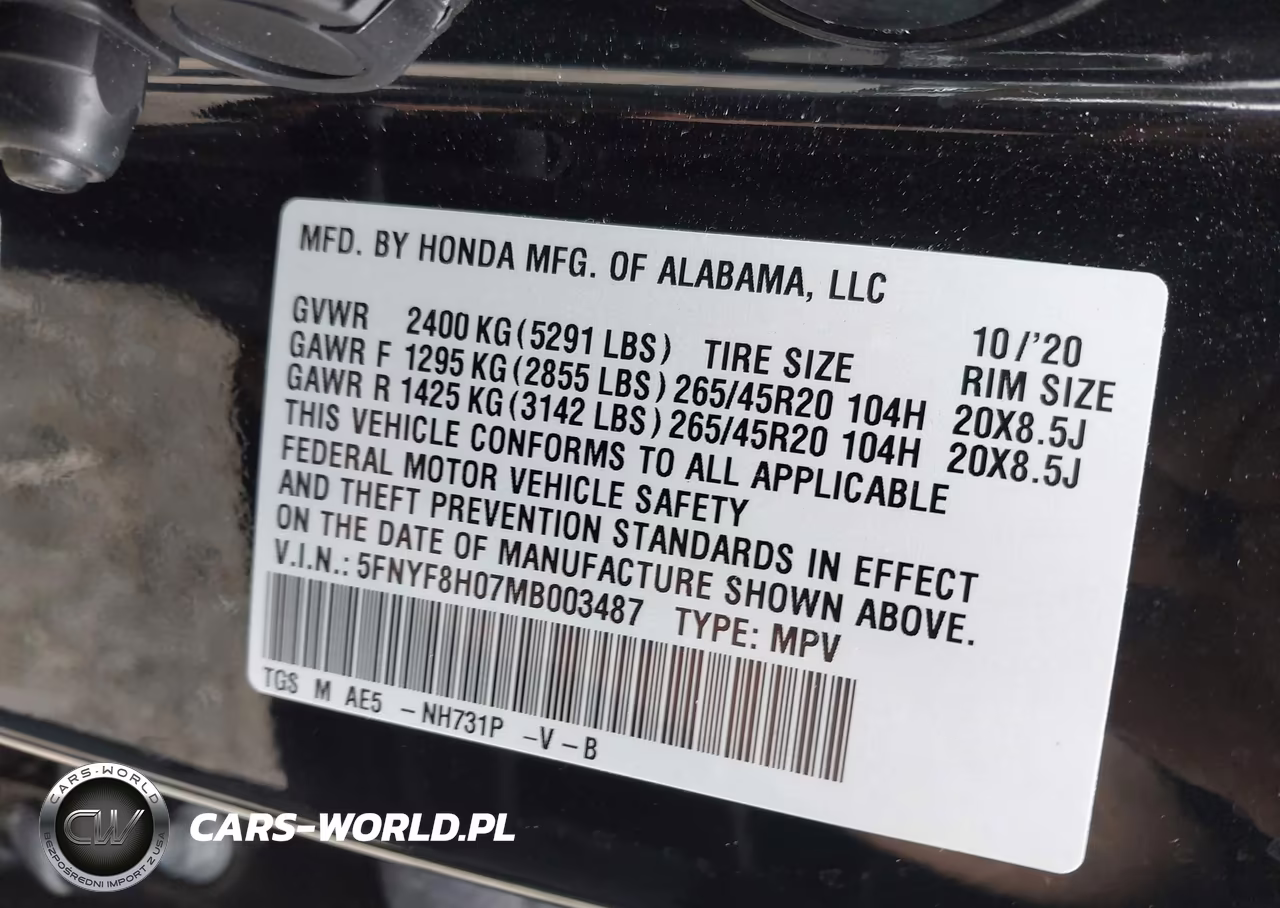 2021 Honda Passport Awd Elite VIN:5FNYF8H07MB003487 - 9