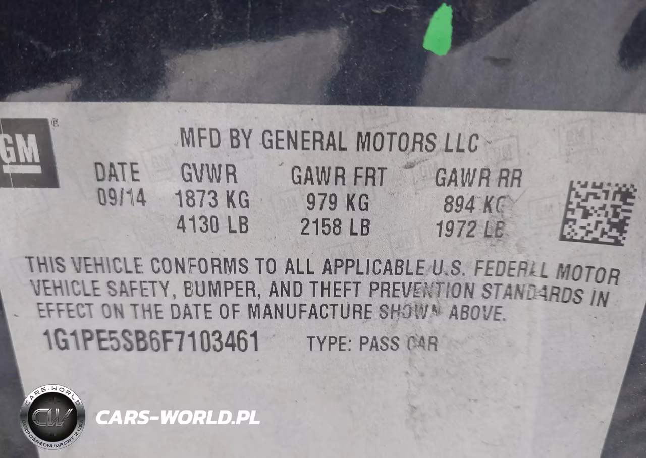 2015 Chevrolet Cruze 2Lt Auto VIN:1G1PE5SB6F7103461 - 9