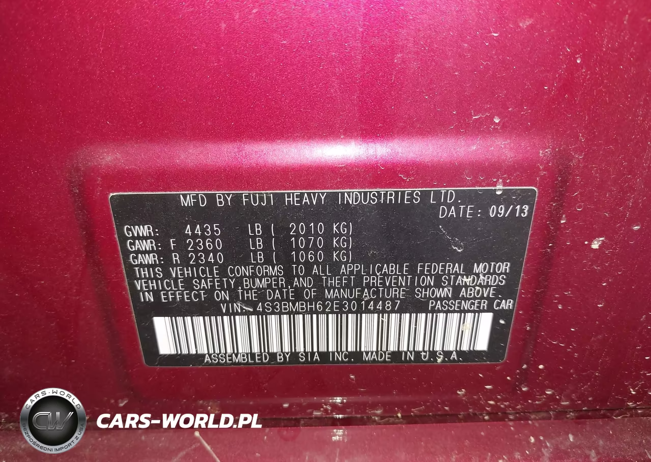 2014 Subaru Legacy 2.5 I Sport VIN:4S3BMBH62E3014487 - 9