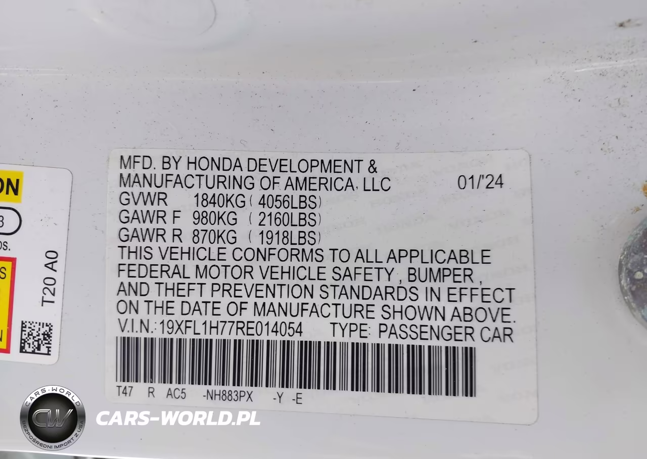 2024 Honda Civic Ex-L VIN:19XFL1H77RE014054 - 9
