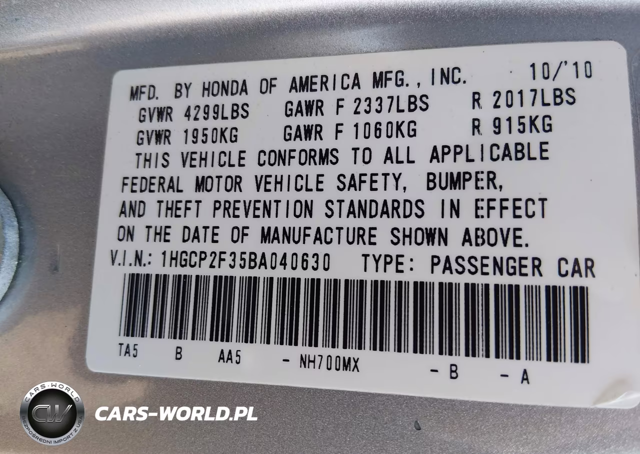 2011 Honda Accord 2.4 Lx VIN:1HGCP2F35BA040630 - 9