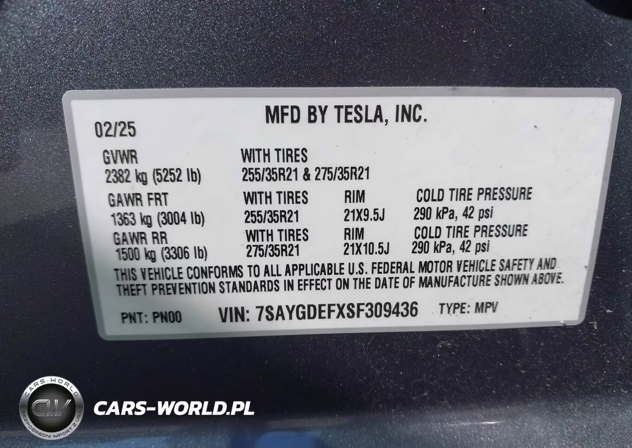 2025 Tesla Model Y Performance Dual Motor All-Wheel Drive VIN:7SAYGDEFXSF309436 - 9