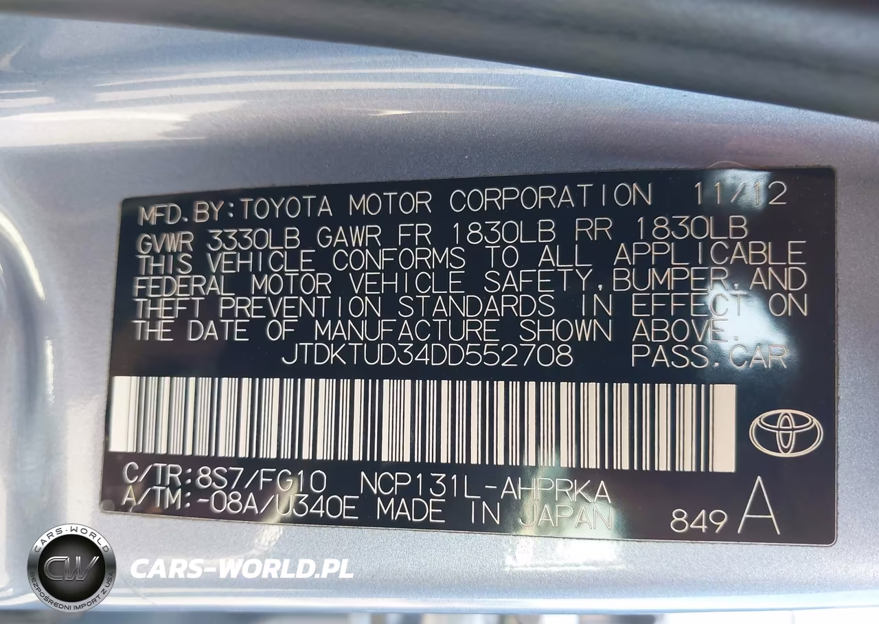 2013 Toyota Yaris Le VIN:JTDKTUD34DD552708 - 9