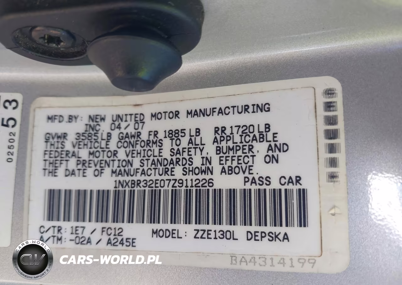 2007 Toyota Corolla S VIN:1NXBR32E07Z911226 - 9