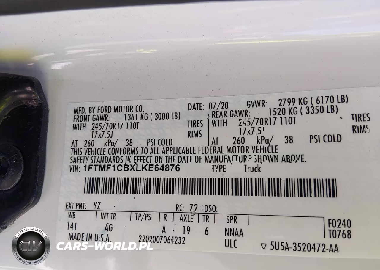 2020 Ford F-150 Xl VIN:1FTMF1CBXLKE64876 - 9