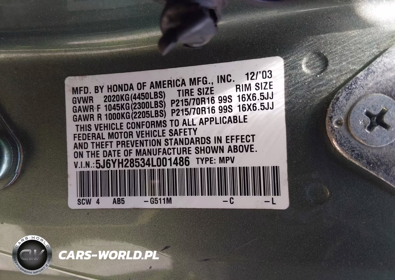 2004 Honda Element Ex VIN:5J6YH28534L001486 - 9